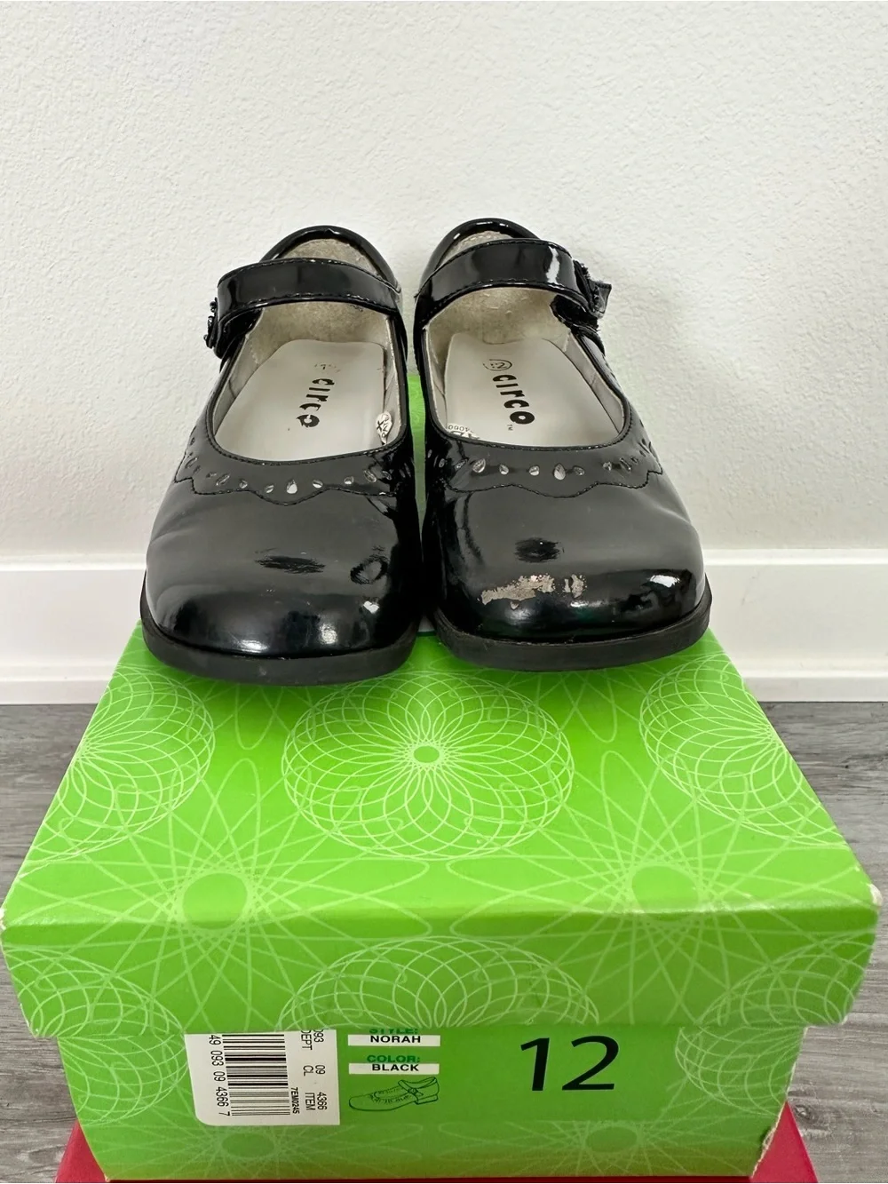 Circo Black Shiny Shoes Style Norah for a girl size 12